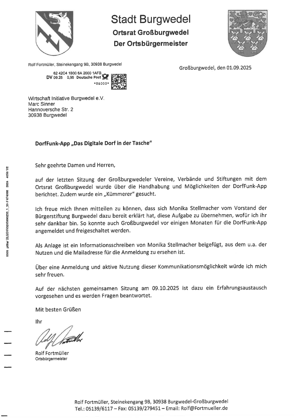 Anschreiben DorfFunk